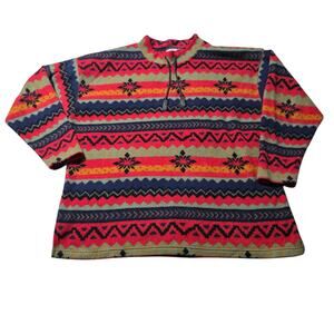 Vintage Stefano Jacket Mens XL Fleece Pullover Sweatshirt Aztec South Western